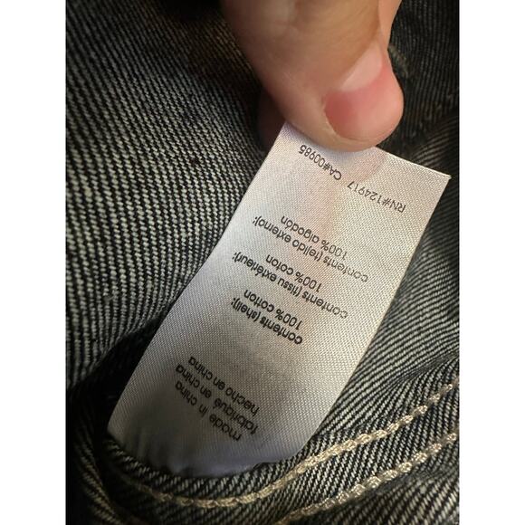 WEWOREWHAT Sz M Boyfriend Denim Faux Fir Jacket Trucker Barn Coat Dark Wash - Picture 5 of 7